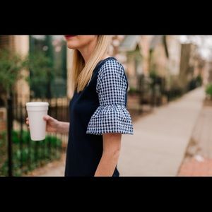 J Crew Gingham sleeve dress